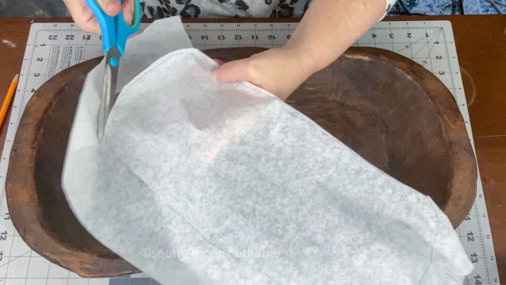 parchment paper in dough bowl