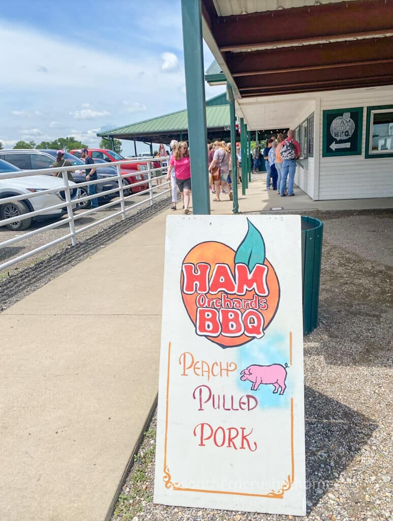 hams orchard peach bbq sign