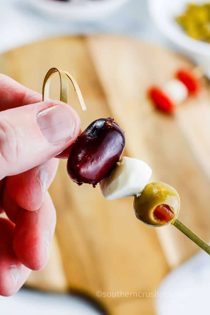 example of olives and mozzarella ball