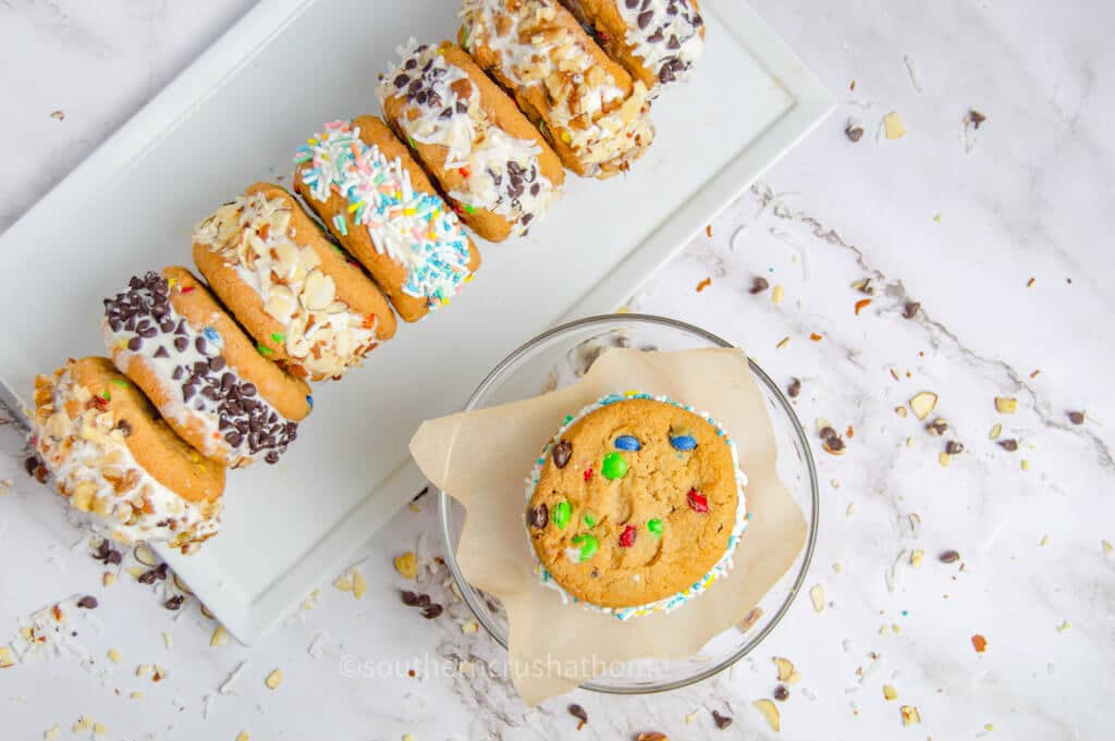 overhead view of ice cream sandwiches