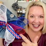 Melanie Ferguson holding a mesh ribbon bow