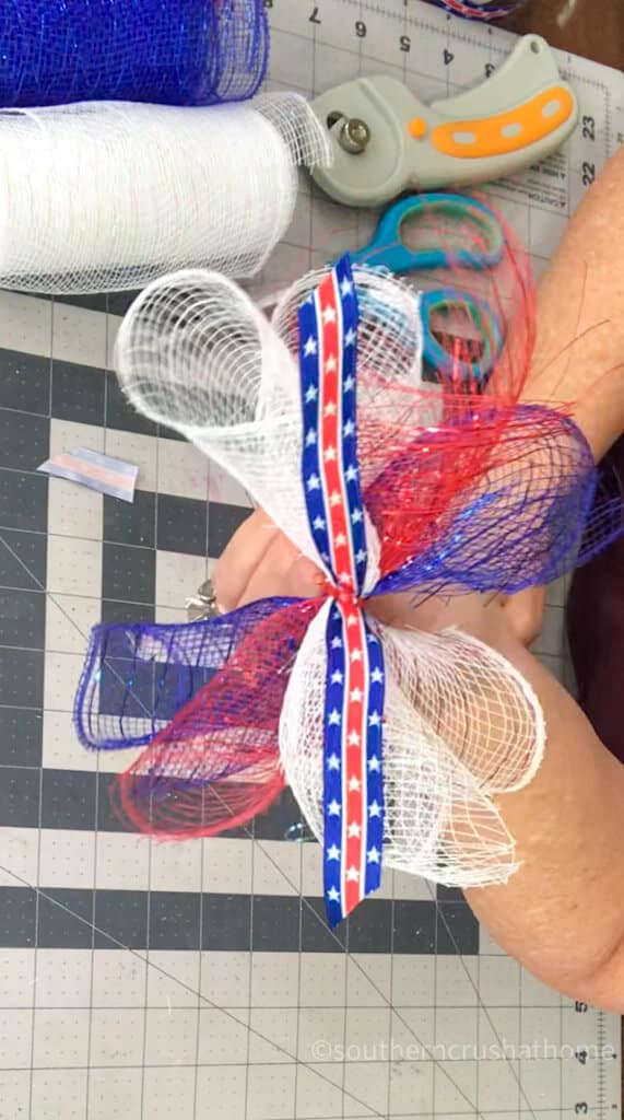 finished mesh ribbon bow