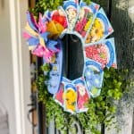 side view of summer wreath on the door