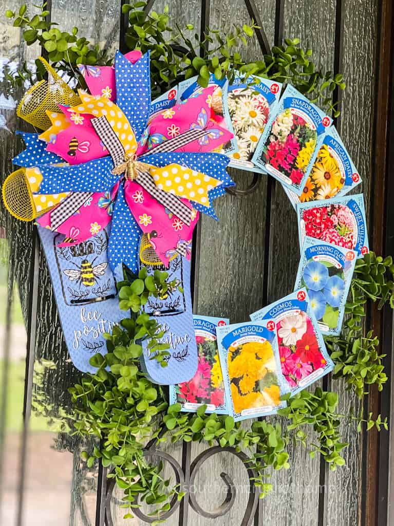 summer wreath on front door