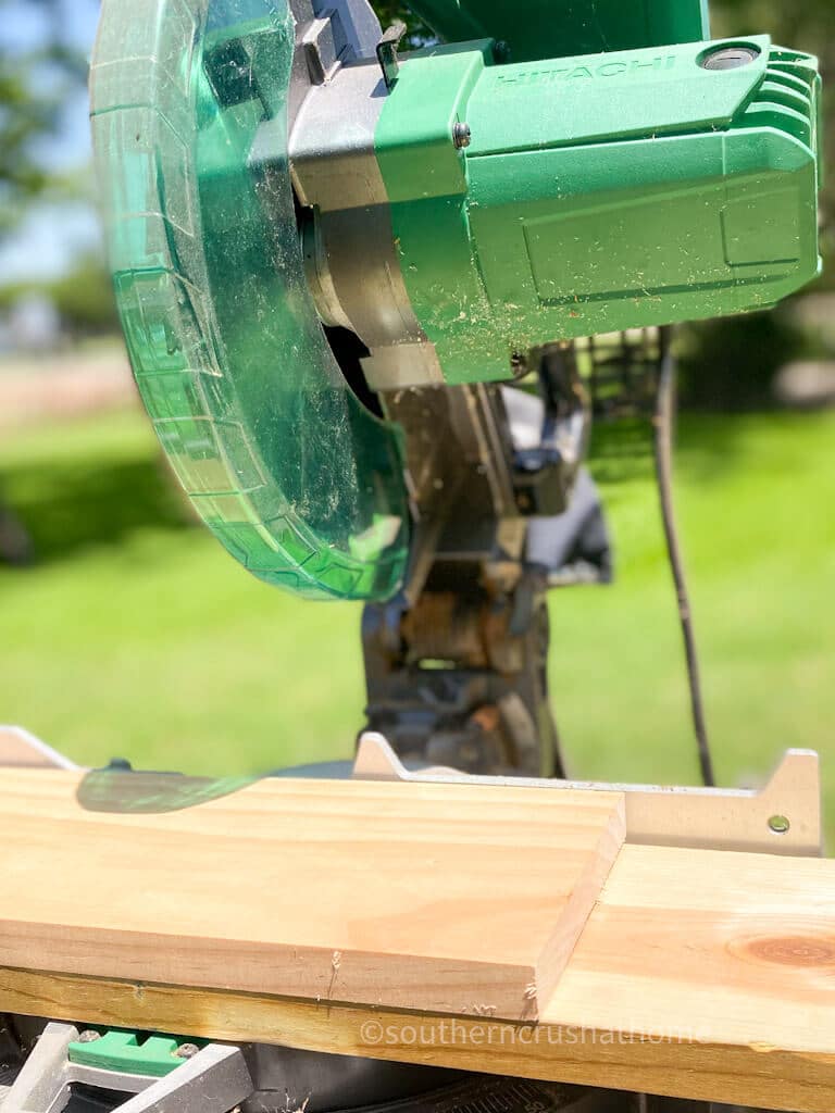 chop saw cutting wood