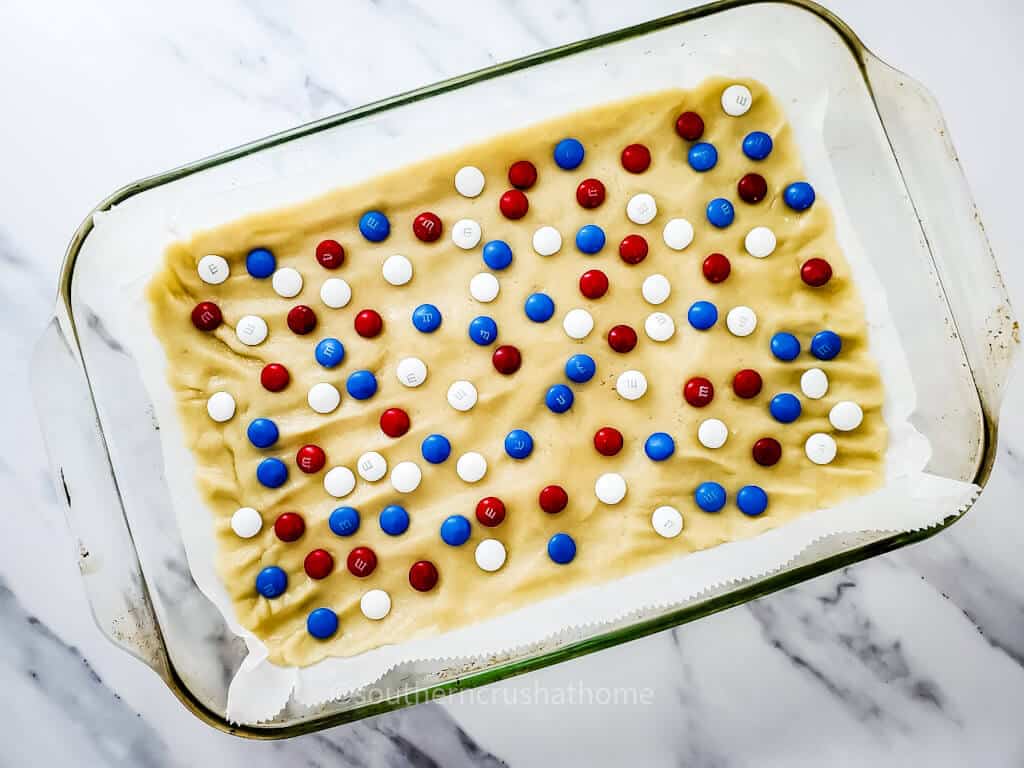 sugar cookie bars with m&m's