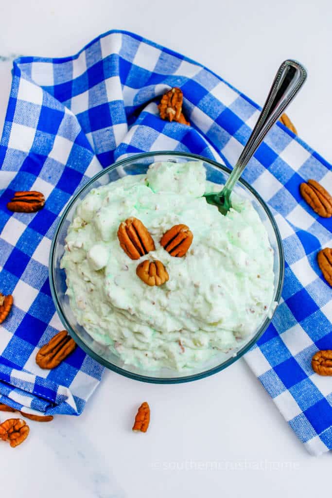 overhead view of pistachio fluff