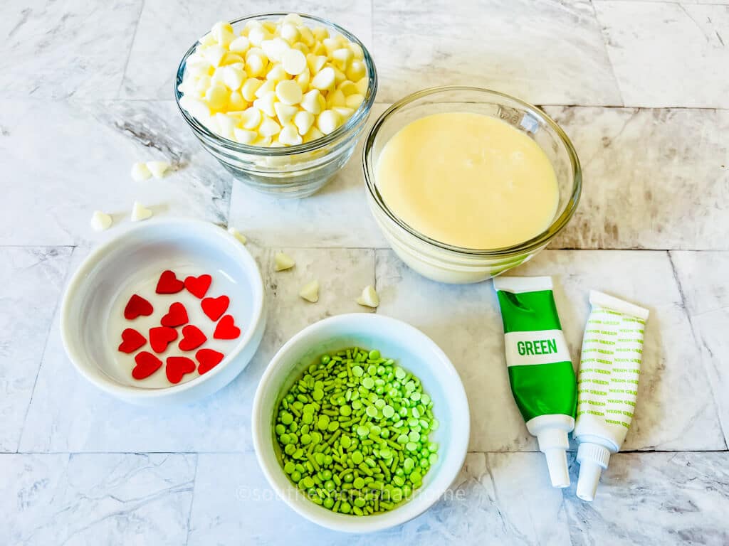 ingredients for Grinch fudge