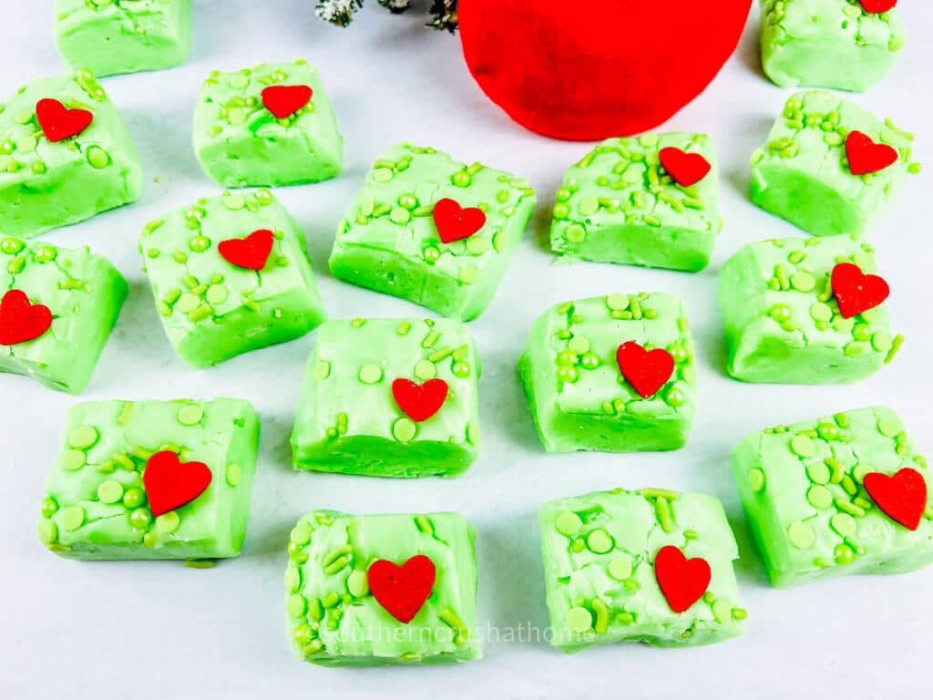 final Grinch Fudge squares