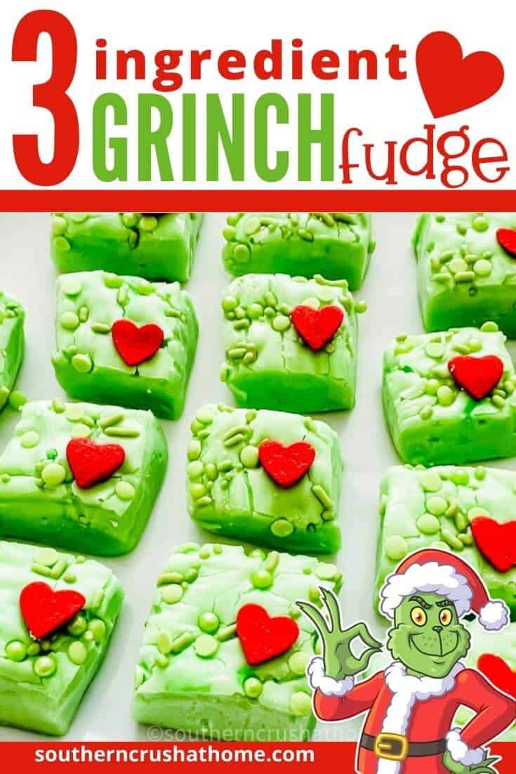 3 ingredient Grinch fudge PIN image