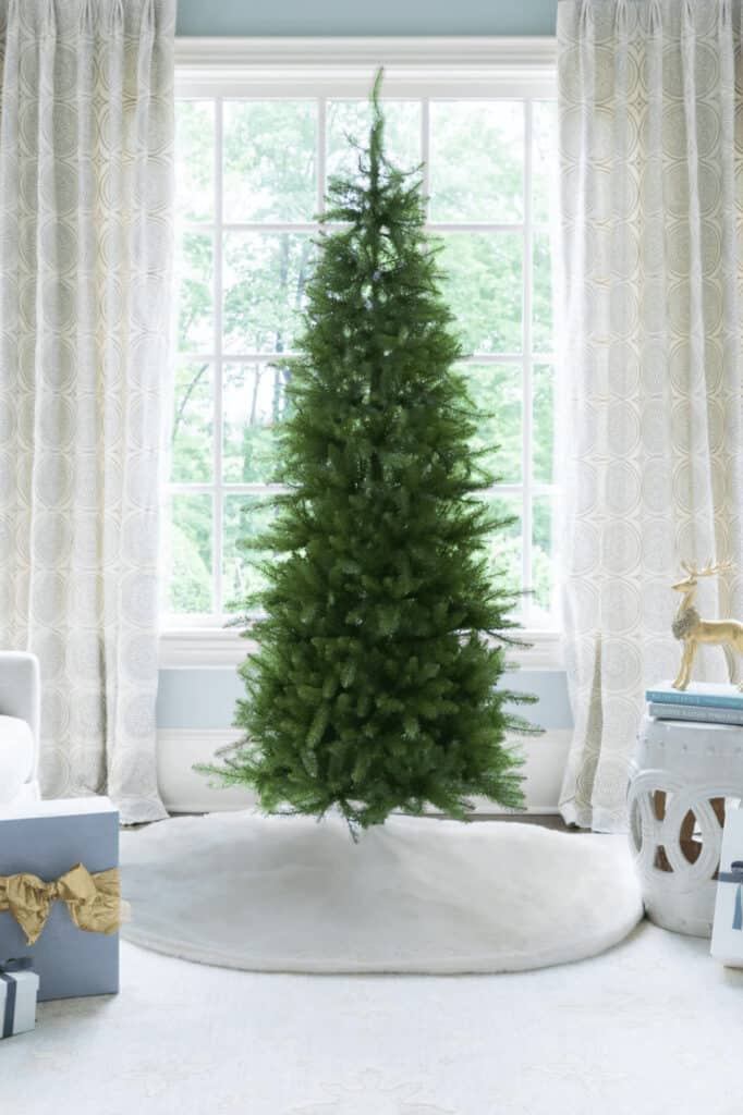 7.5ft King of Christmas YORKSHIRE FIR SLIM ARTIFICIAL CHRISTMAS TREE WITH LED LIGHTS