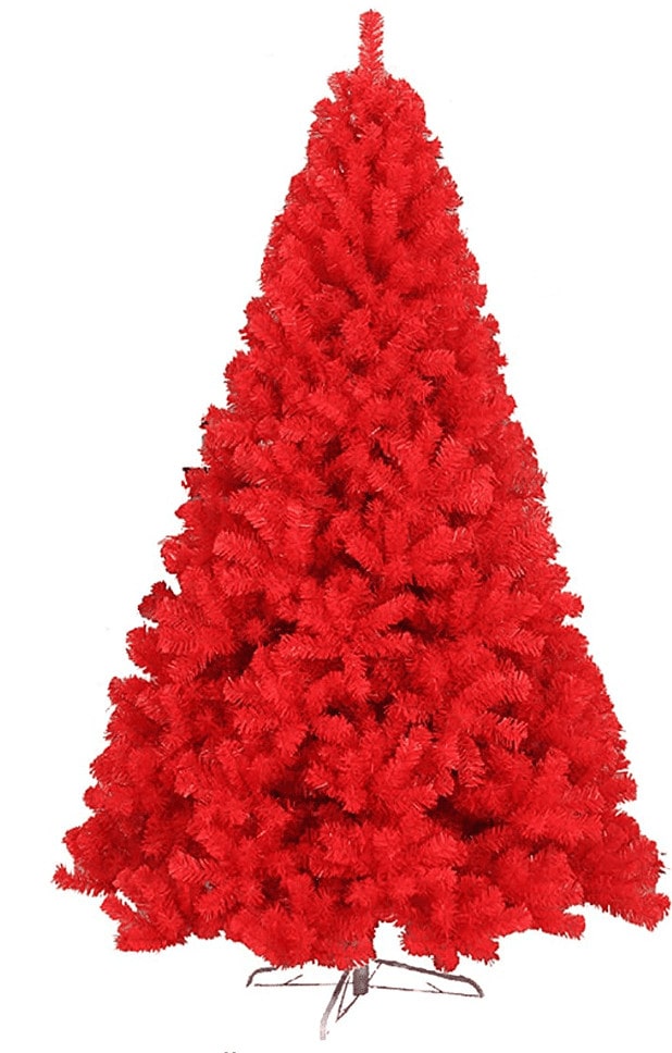 7ft Red Artificial Pine Christmas Tree