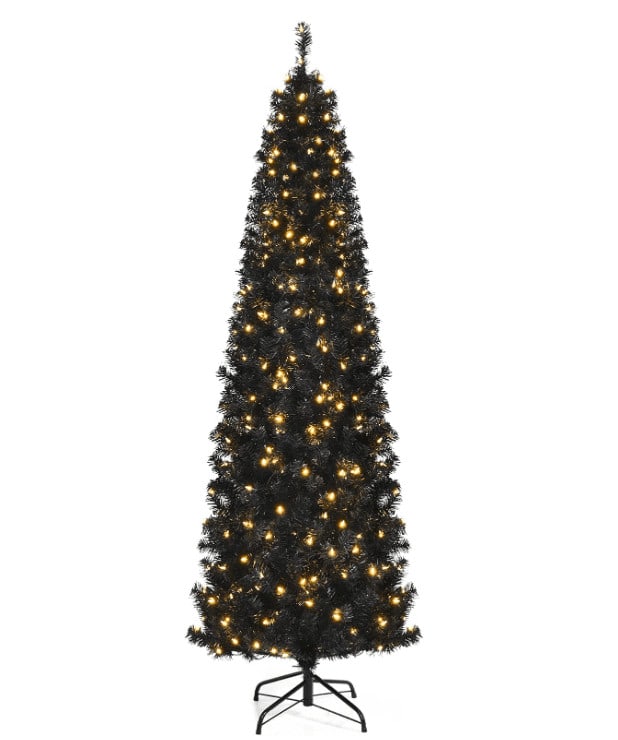 7ft Black Pencil Christmas Tree