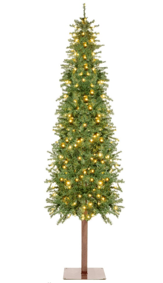 6ft Pre Lit Alpine Slim Pencil Christmas Tree