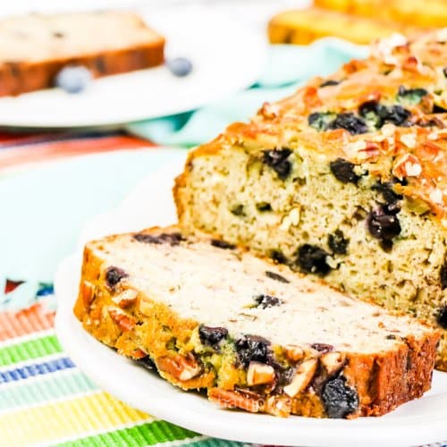 styled image of blueberry banana bread