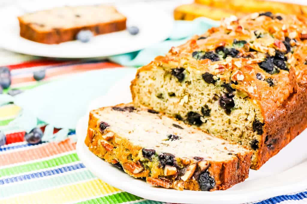 styled image of blueberry banana bread