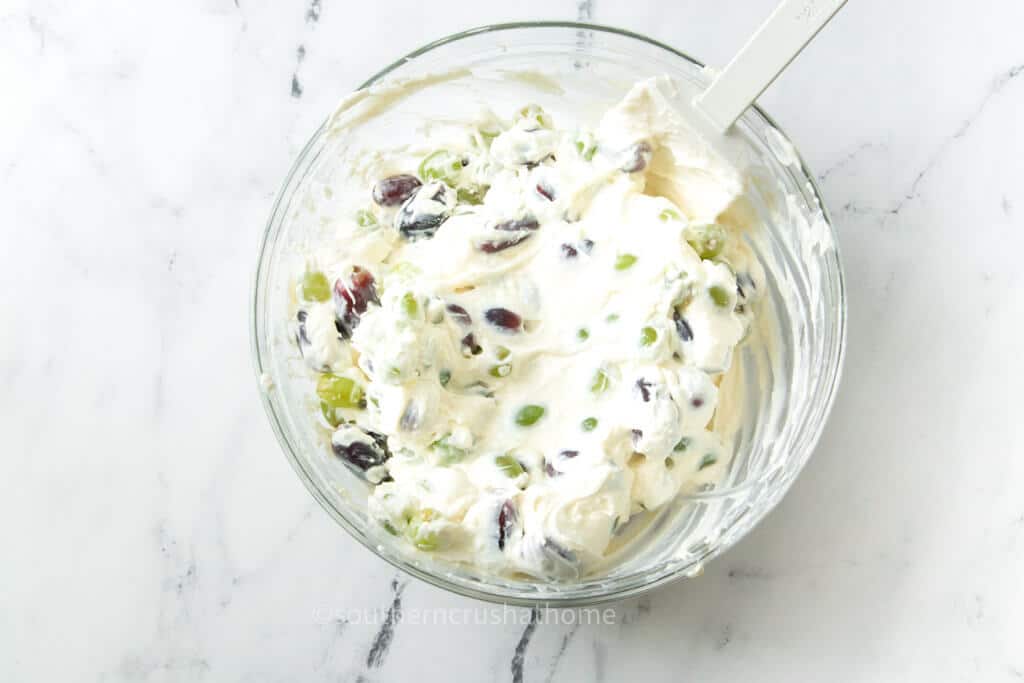 grapes and cream cheese mixture for grape salad