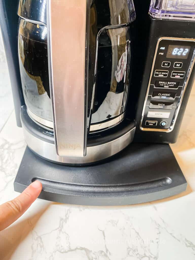 coffee maker on sliding tray