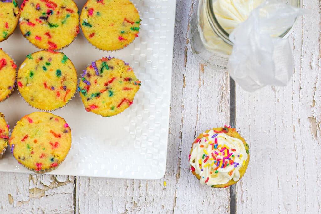 frosting a cupcake