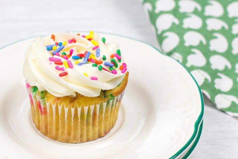 close up of sprinkles cupcake
