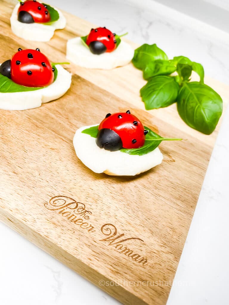 finished ladybug caprese salad