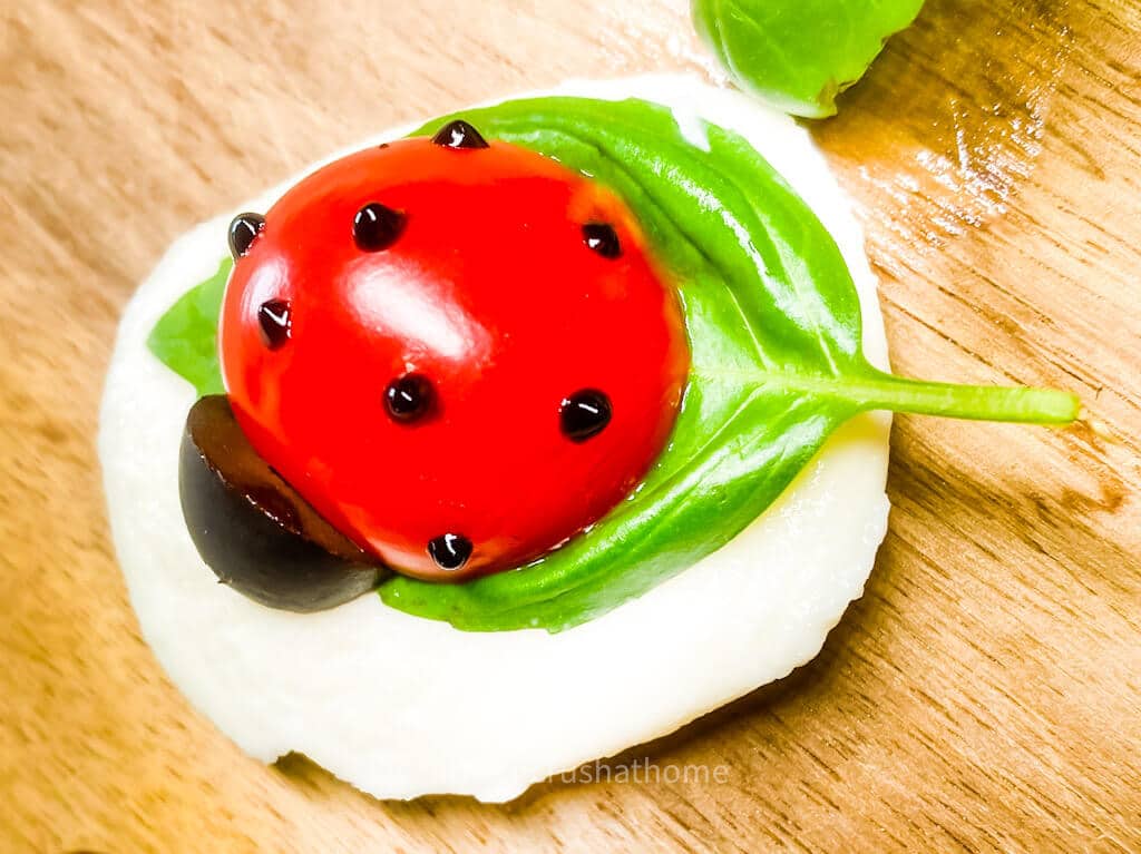 Easy Caprese Salad – Tomato Basil Mozzarella Ladybugs