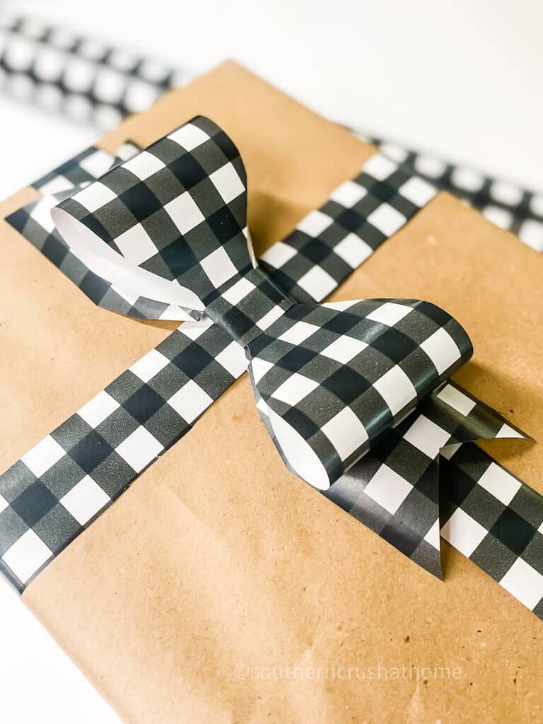 wrapping paper bow on package