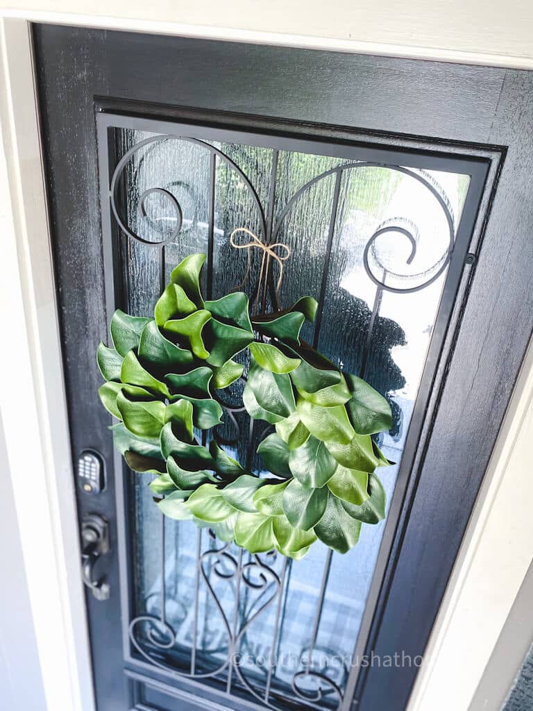 overhead view of black front door