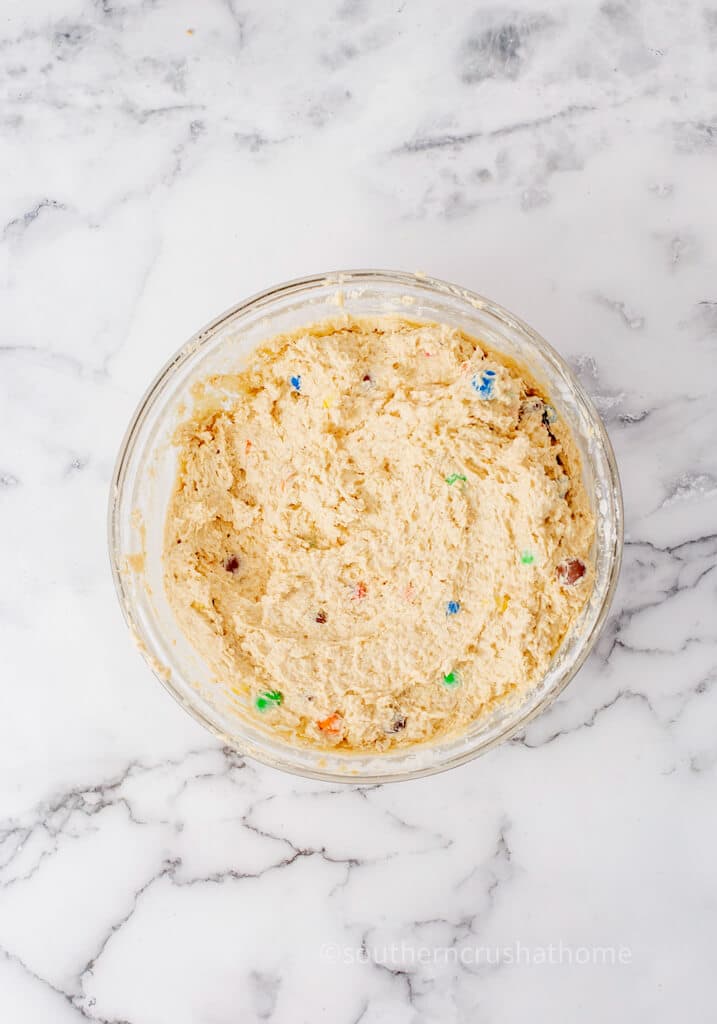 m&m cookie dough batter