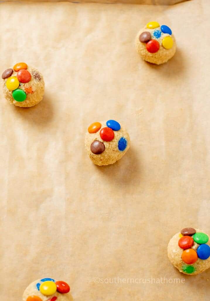 m&m cookie dough balls