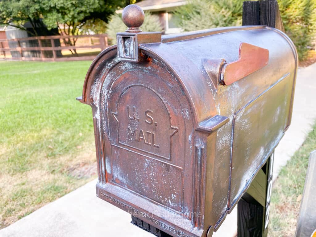 finished patina mailbox