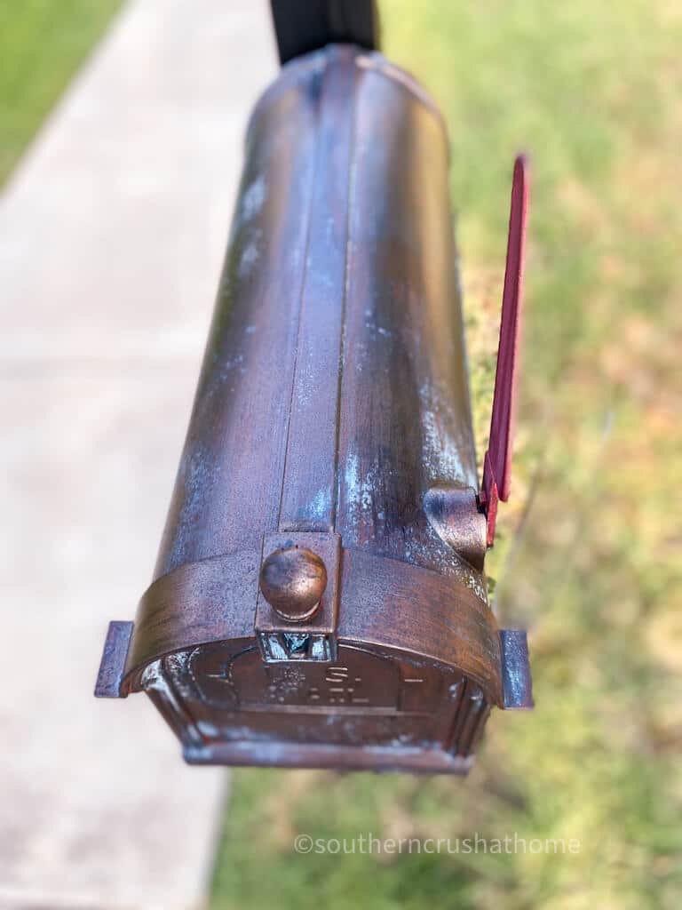 overhead view of patina mailbox