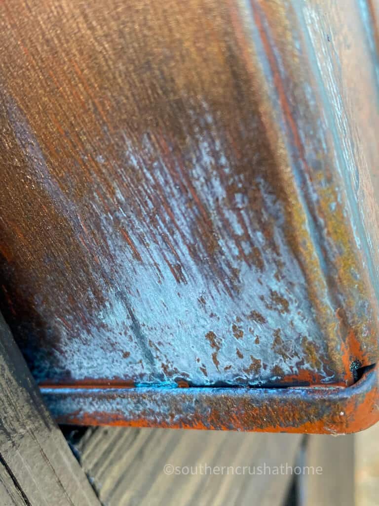 close up of patina finish