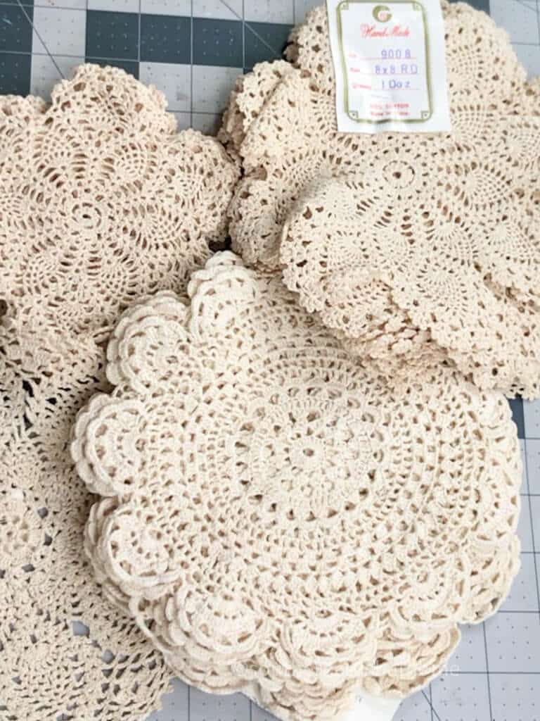 assortment of doilies