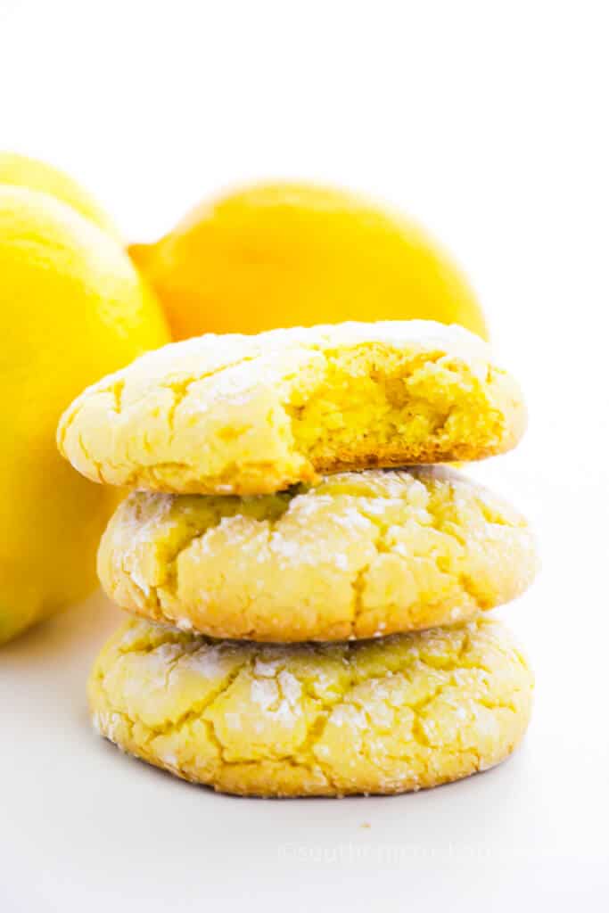 lemon cake mix cookies stacked