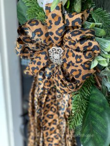 center of wreath bow with bling
