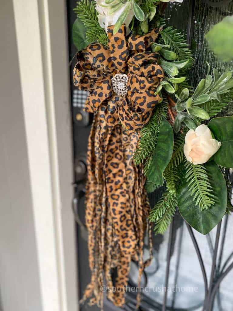 leopard wreath bow from pillowcase