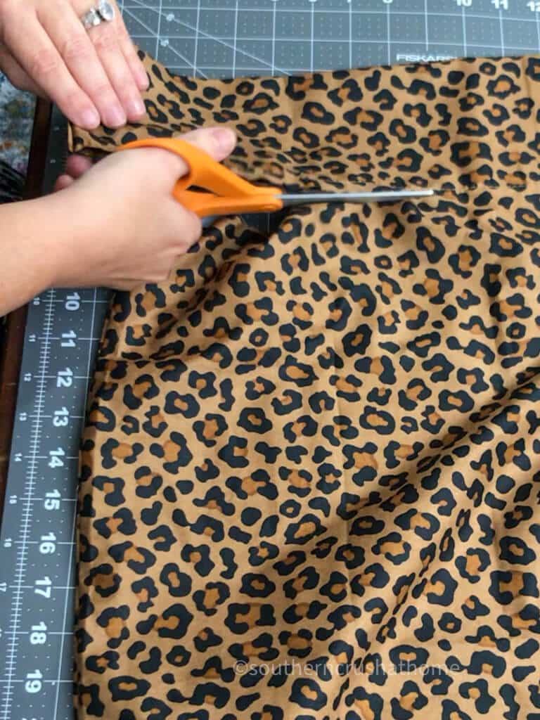 cutting hem from pillowcase