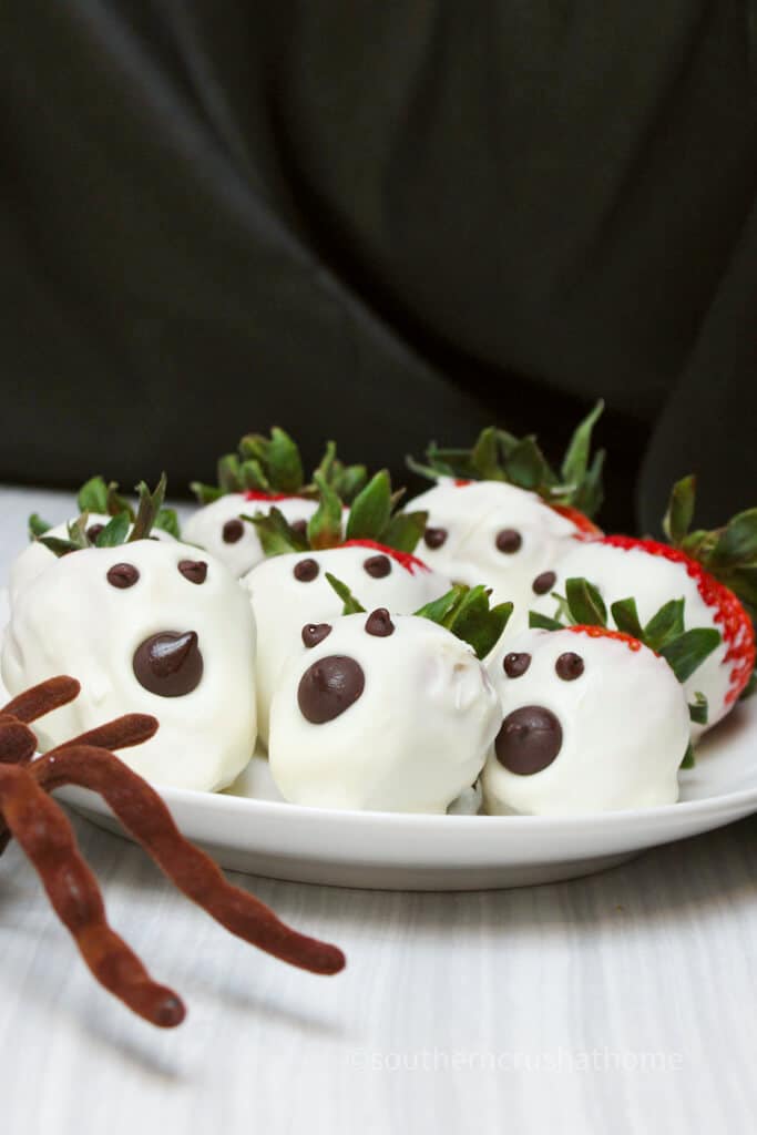 ghost strawberries on plate