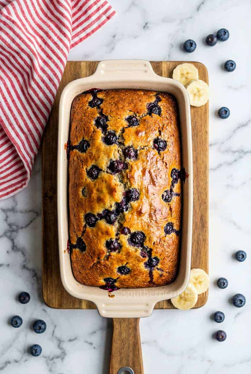 baked blueberry banana bread