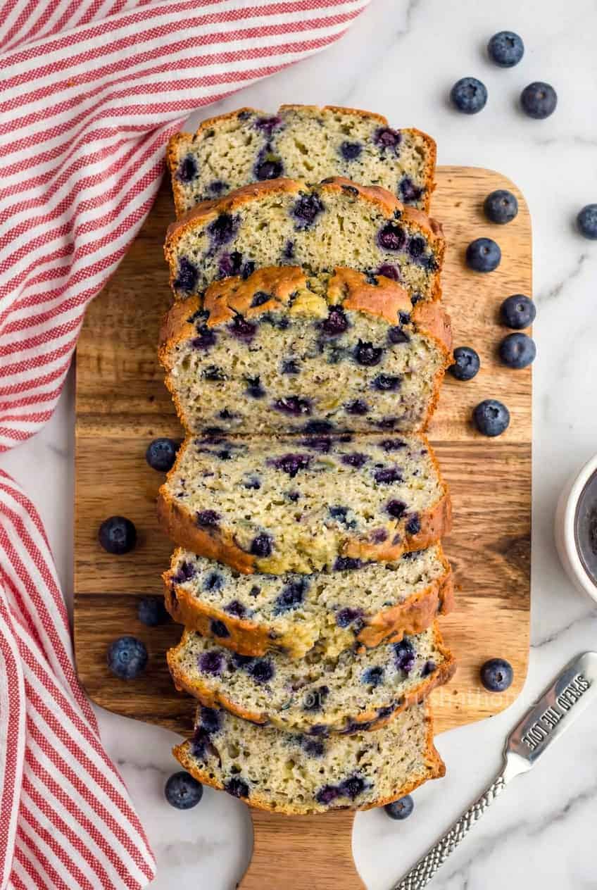Blueberry Banana Bread sliced