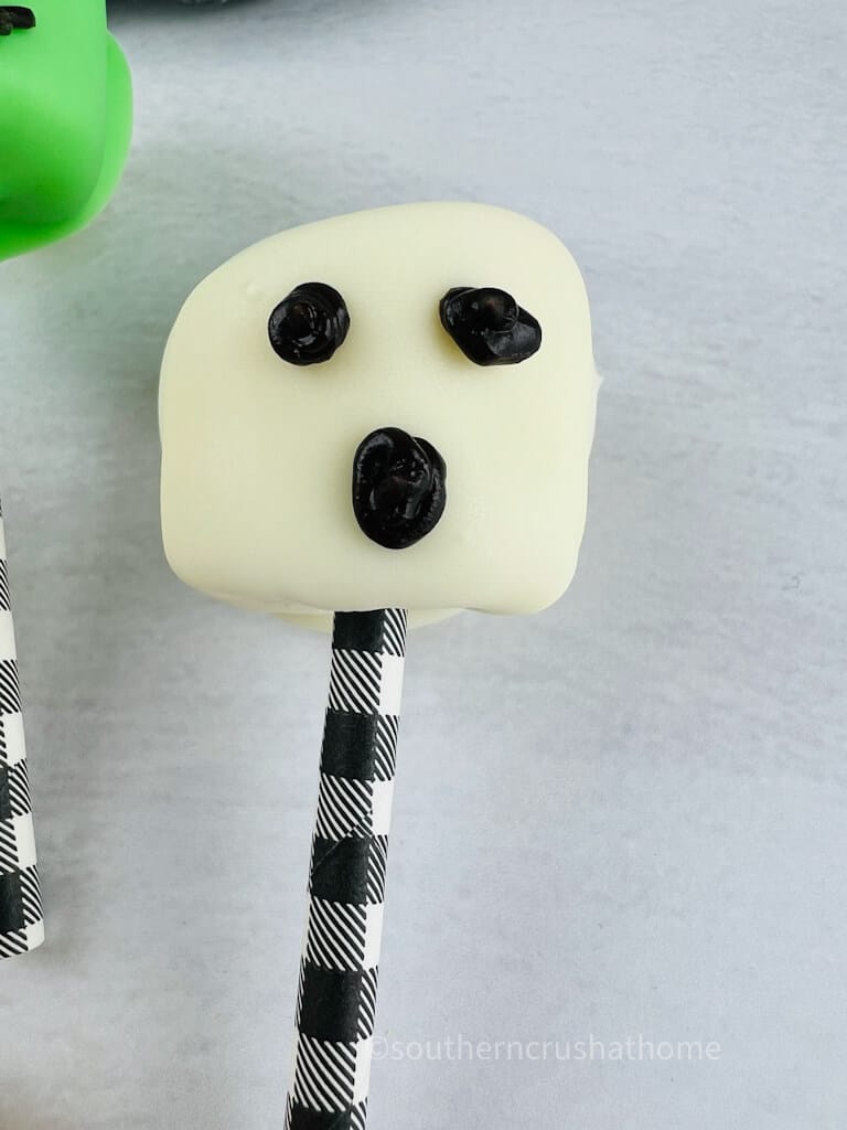close up of ghost chocolate covered marshmallow