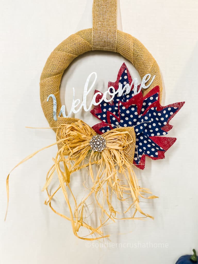 front shot of burlap wreath