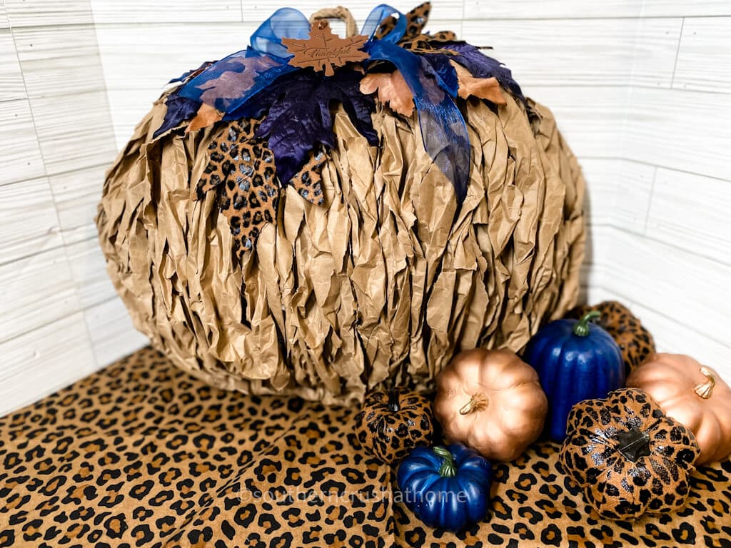 finished kraft paper pumpkin wreath