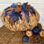 overhead view of kraft paper pumpkin wreath