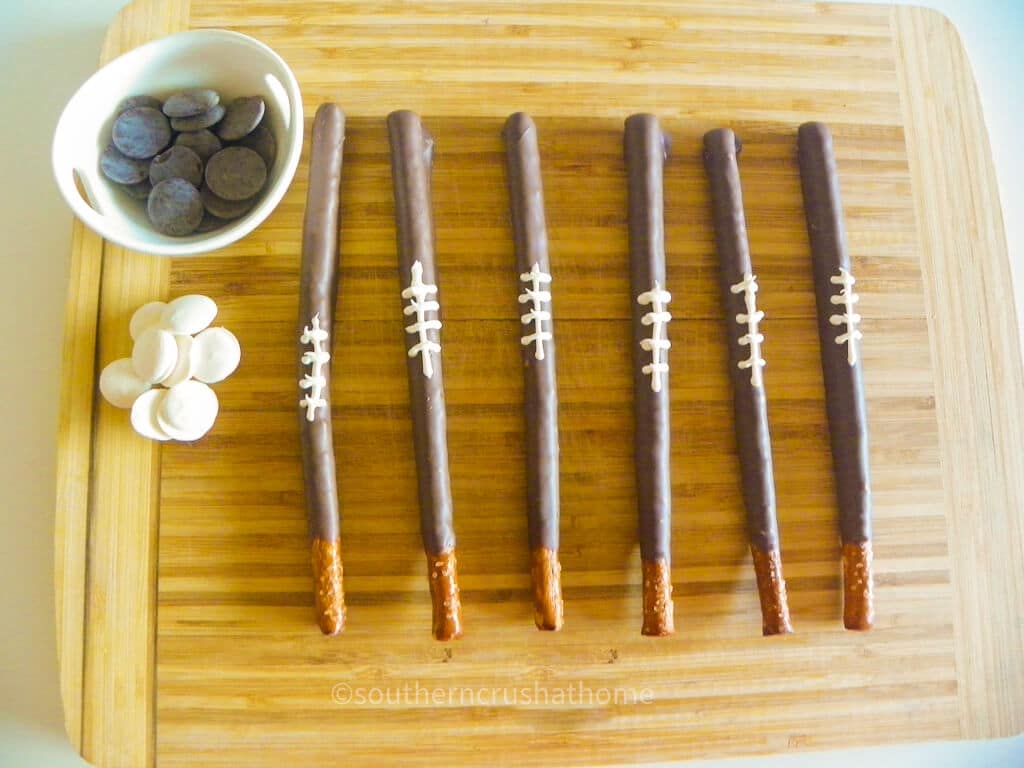 game day chocolate covered pretzel rods