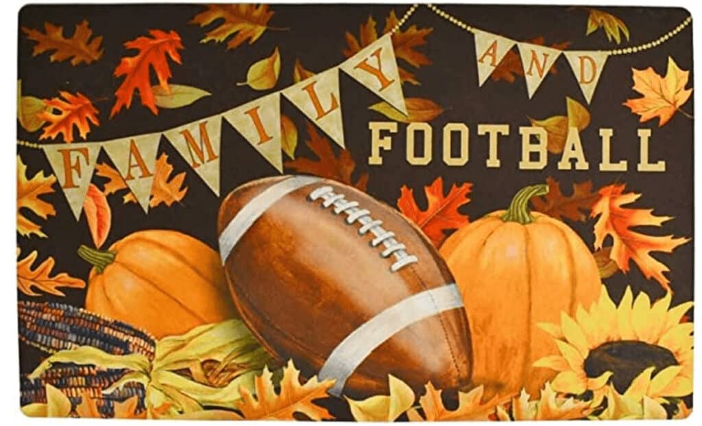 family fall and football doormat