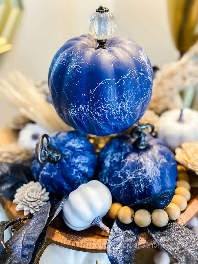 navy blue pumpkins using marble paint