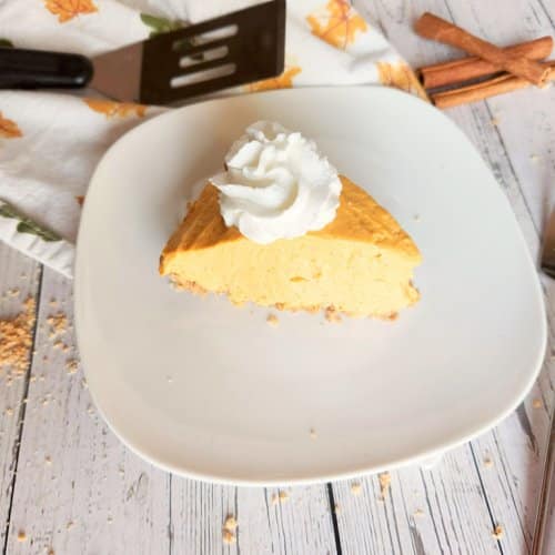 pumpkin pie cheesecake on a plate
