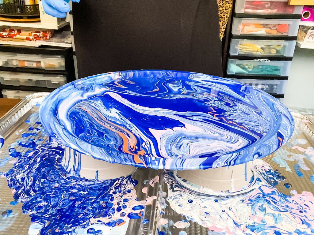 drying paint poured pizza pan
